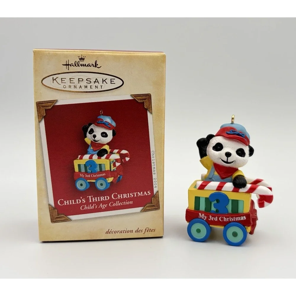 Hallmark Keepsake Ornament 2004 Child's Third Christmas Panda Train Vintage New